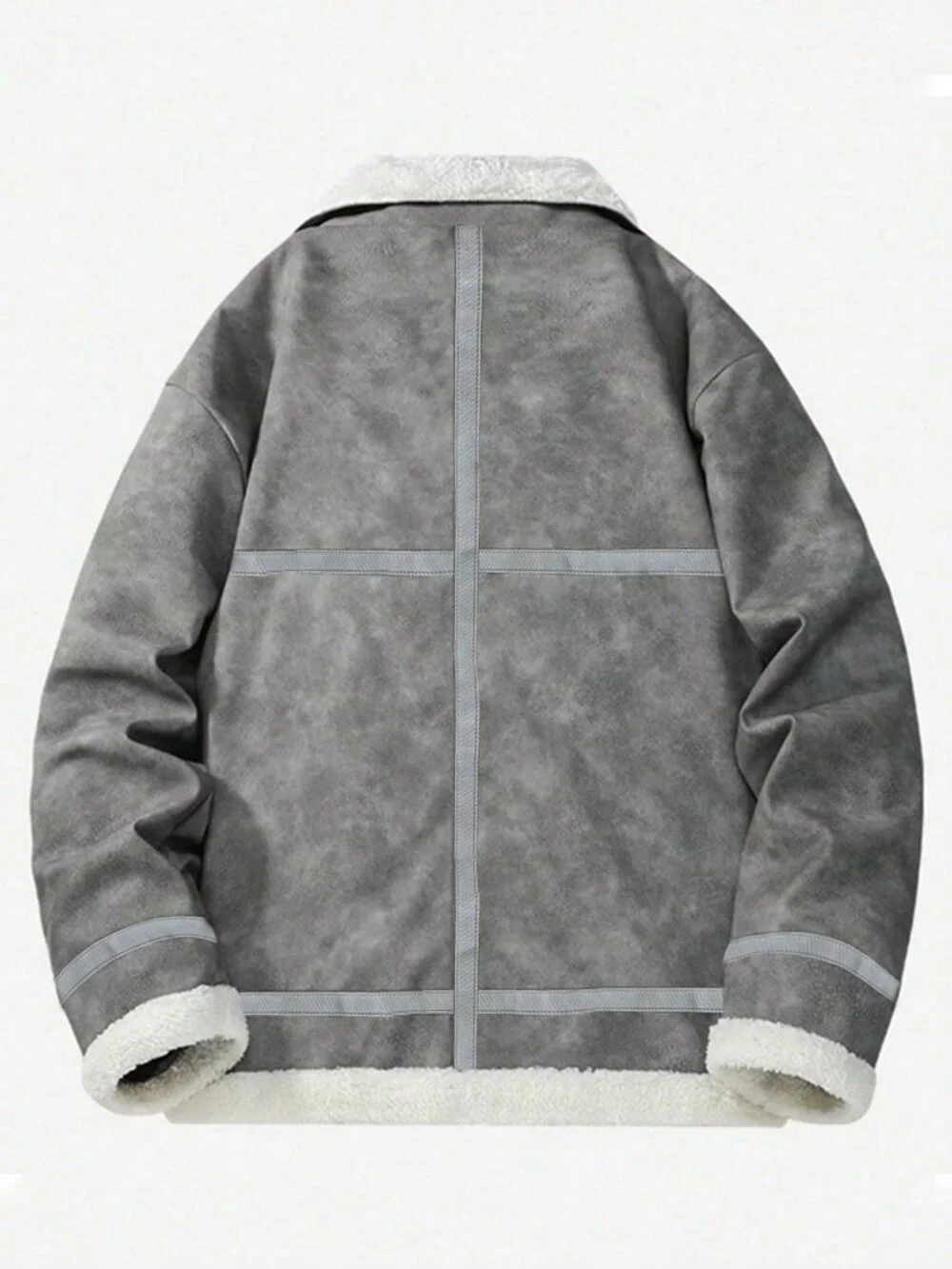 Grey Casual Men's Loose Fit Jacket Outdoor Sports Thermal Lined Coat
